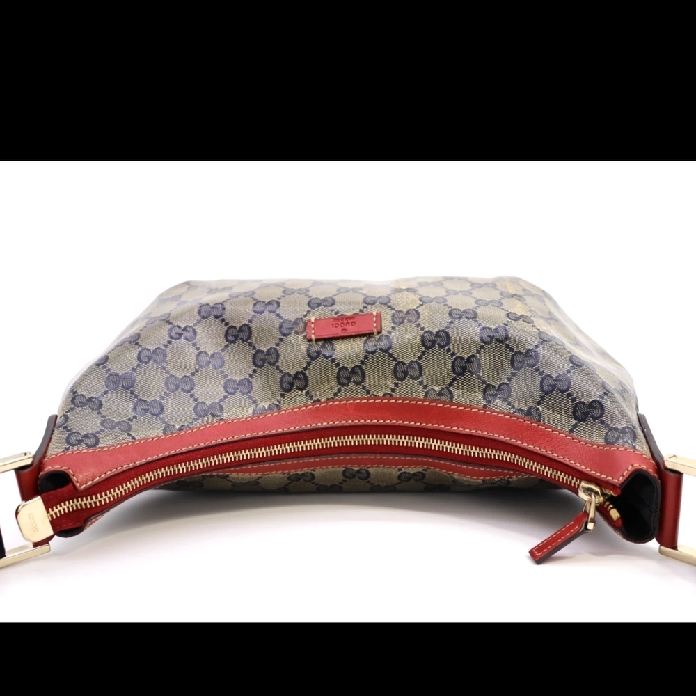Authentic Gucci Blue Monogram Canvas Crossbody Bag with Red Trim With COA - Picture 6 of 16